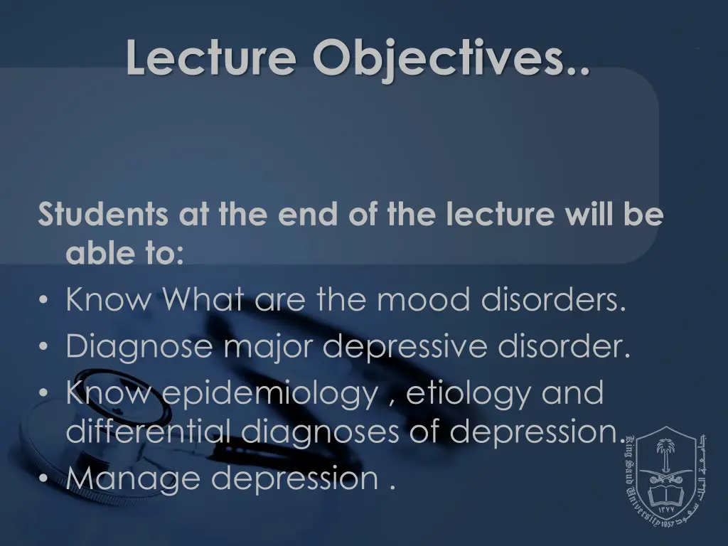 lecture objectives