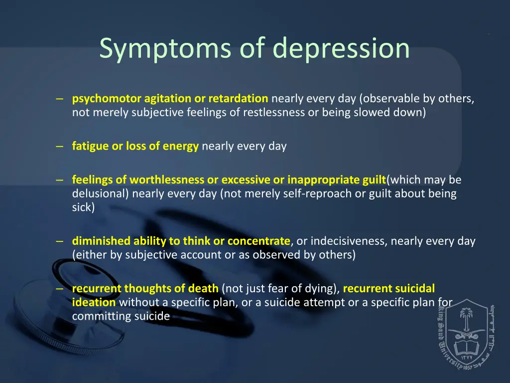 symptoms of depression 1