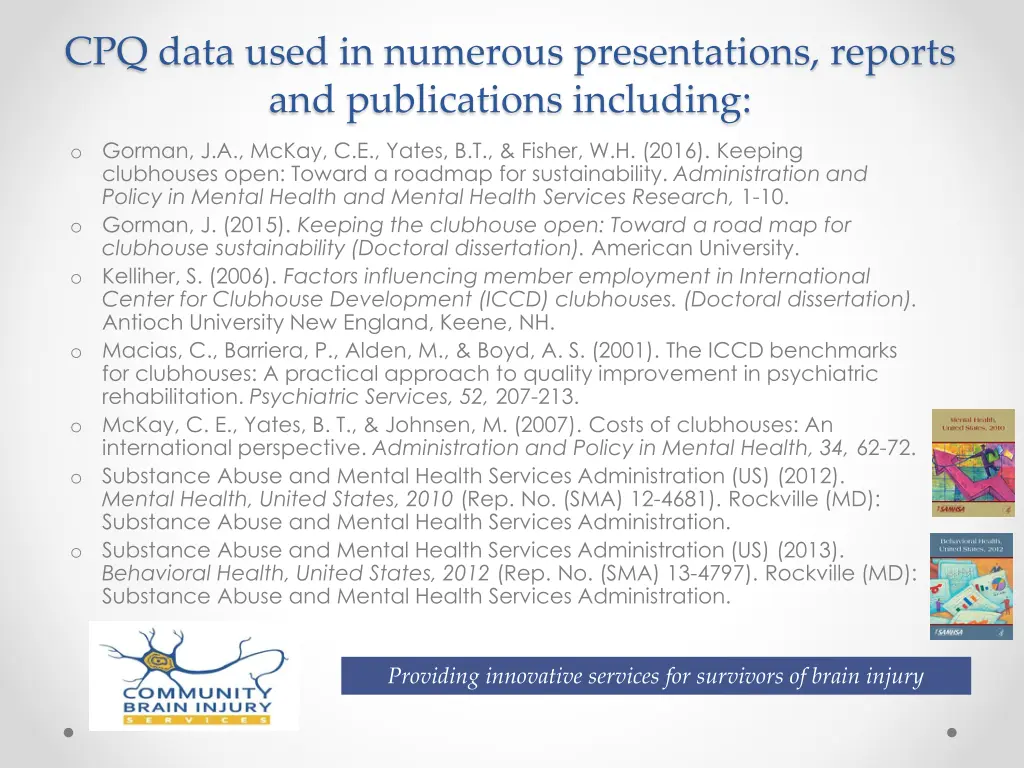 cpq data used in numerous presentations reports