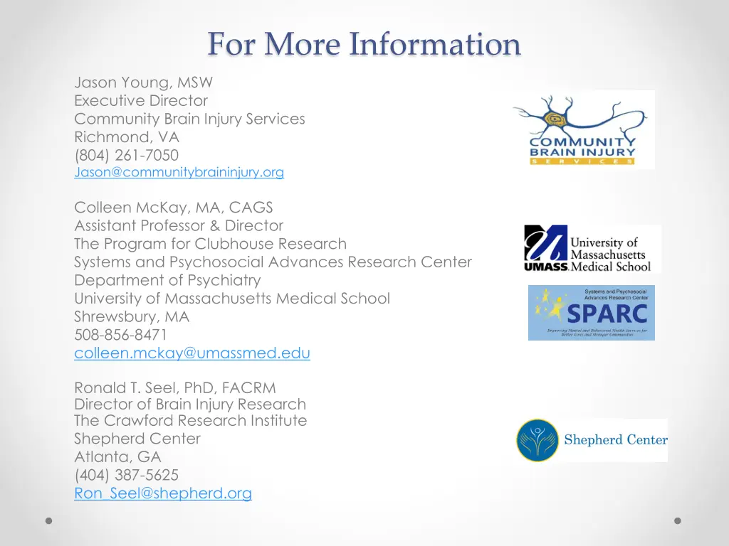for more information