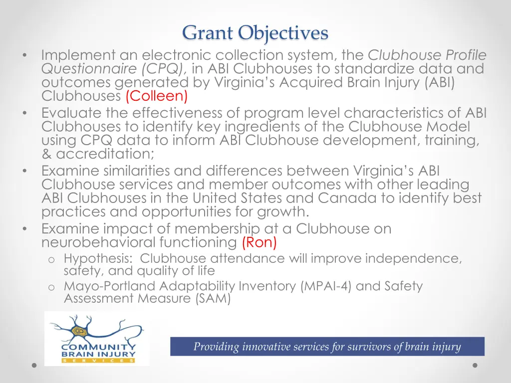 grant objectives