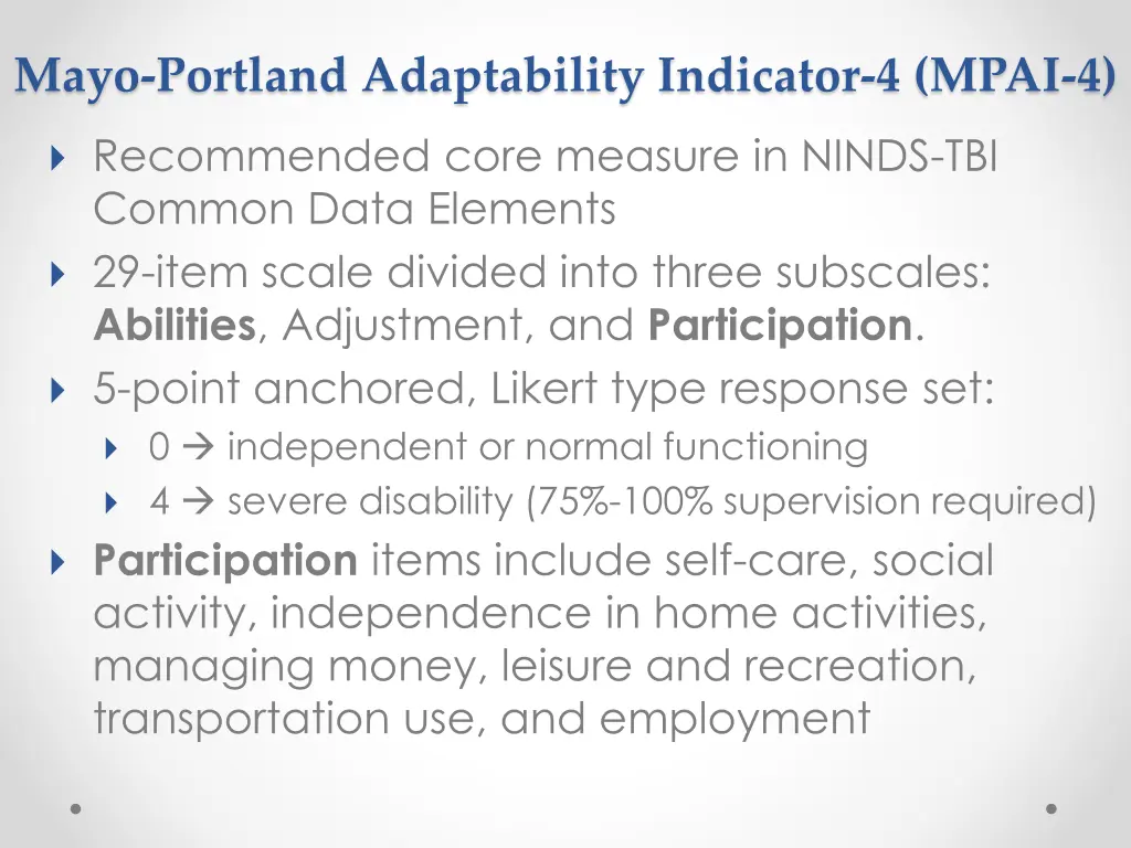 mayo portland adaptability indicator 4 mpai 4