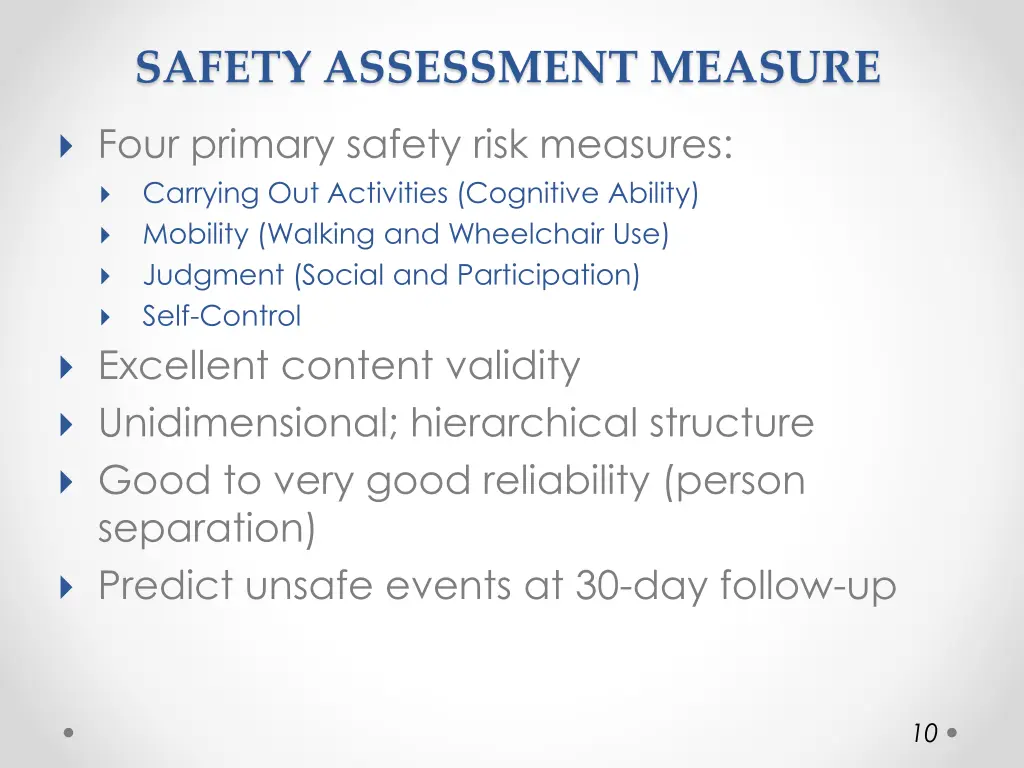 safety assessment measure