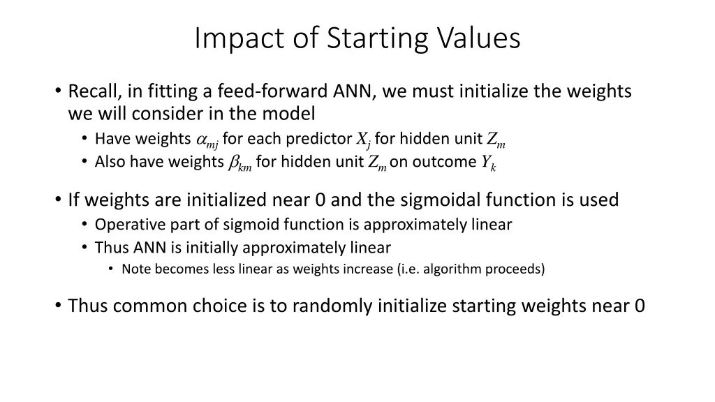 impact of starting values