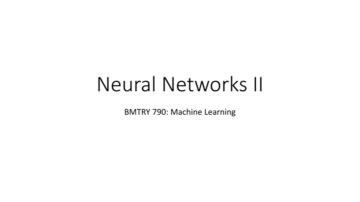 neural networks ii