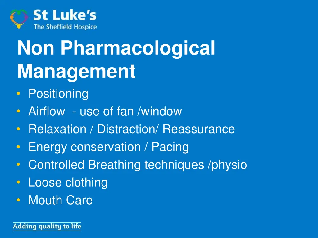 non pharmacological management positioning