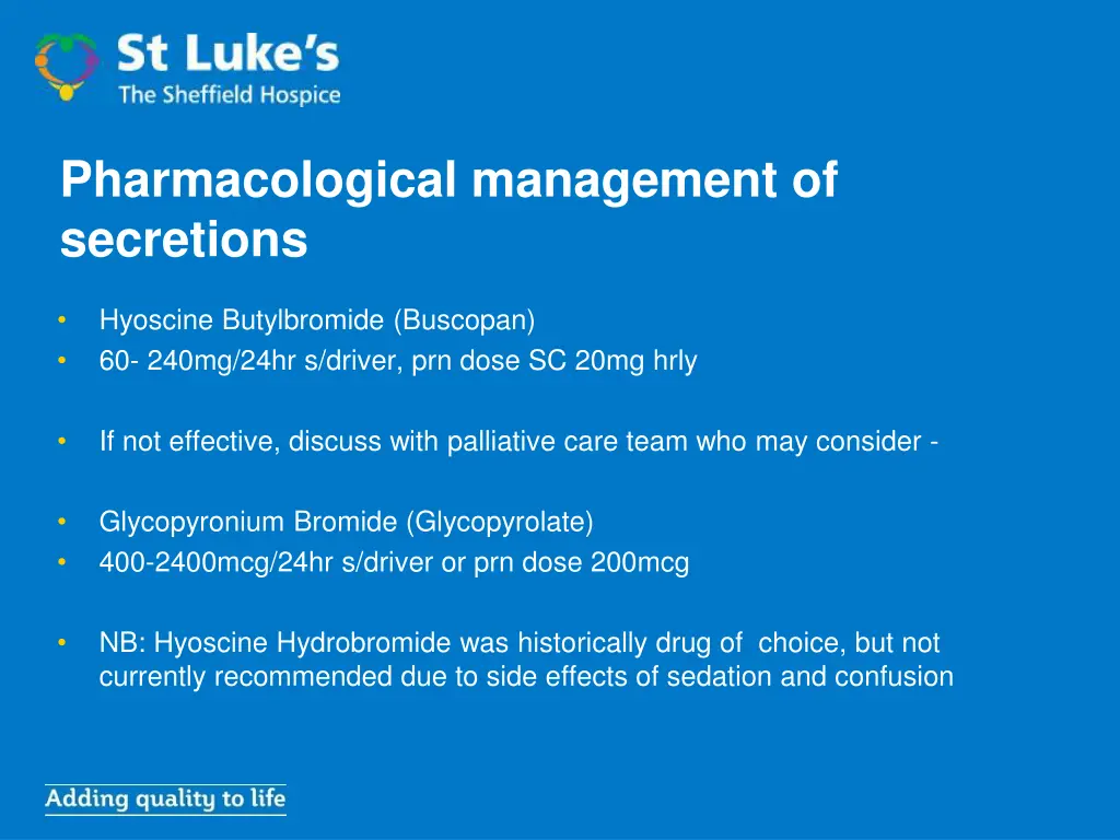 pharmacological management of secretions