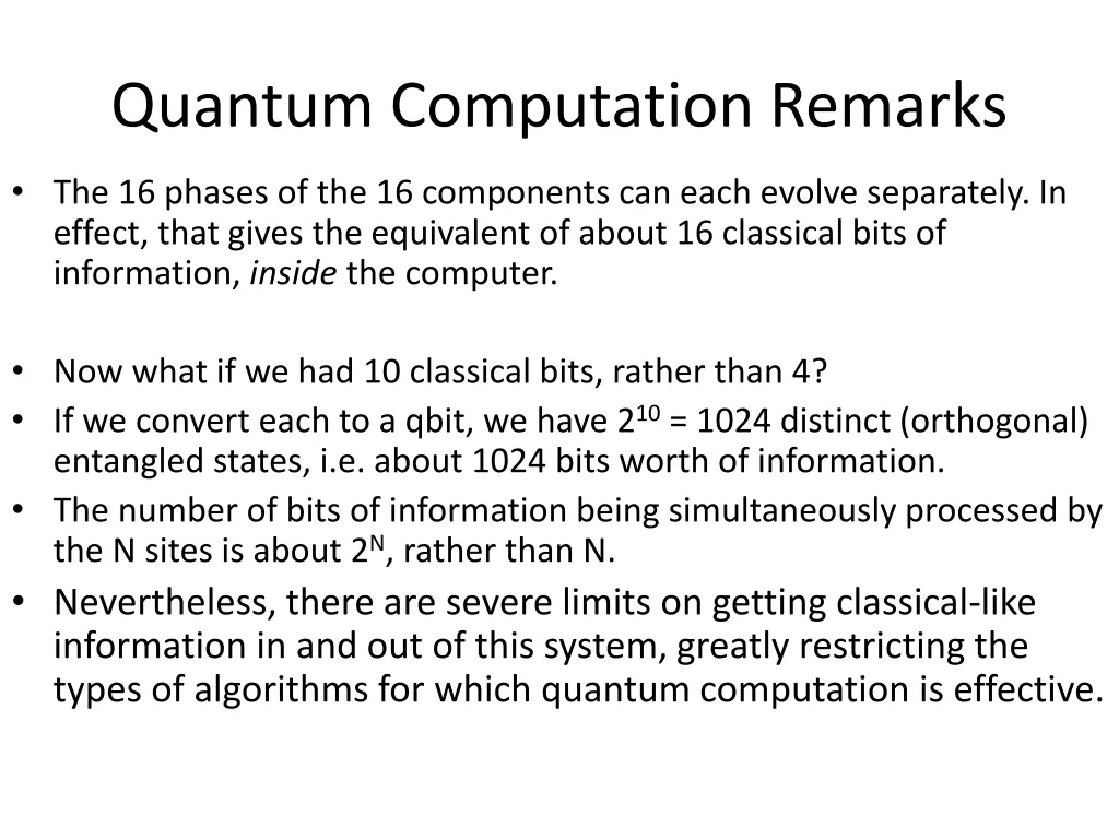 quantum computation remarks