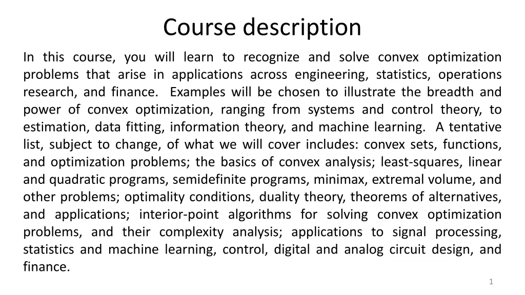 course description