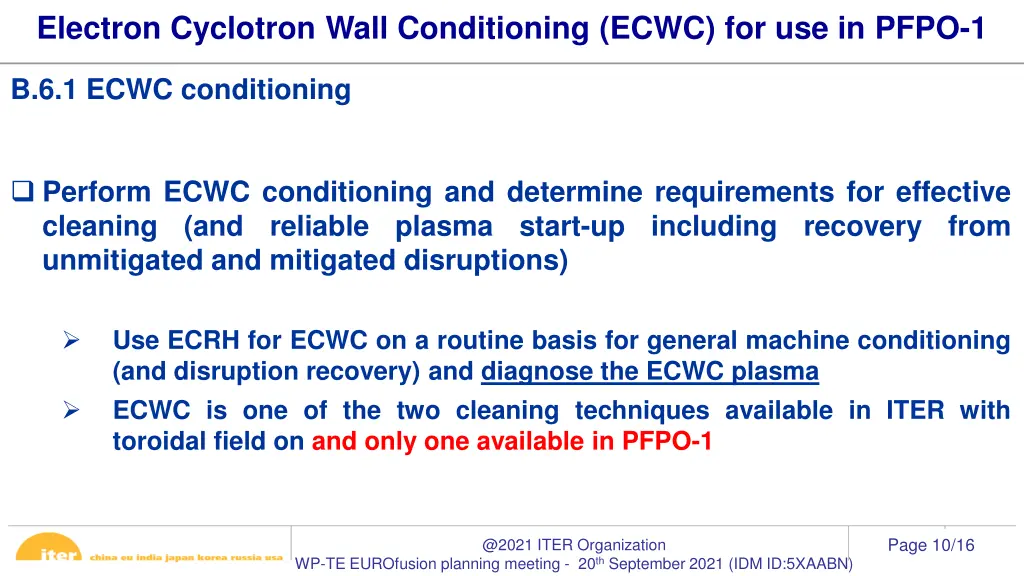 electron cyclotron wall conditioning ecwc