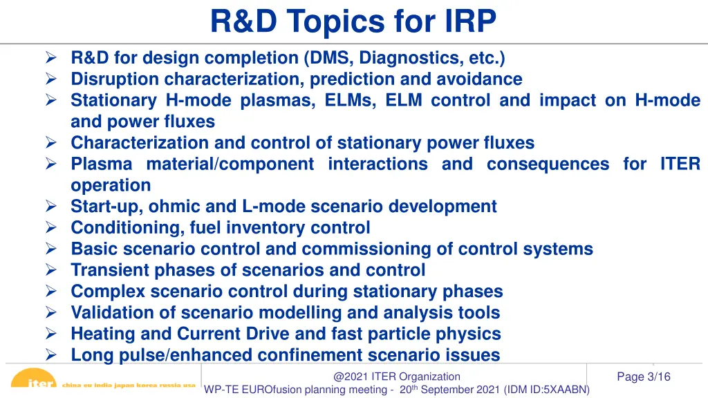 r d topics for irp