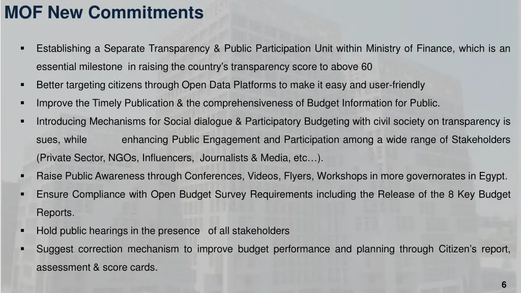 mof new commitments