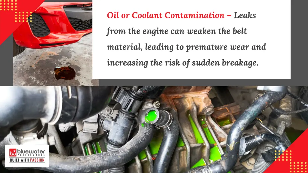 oil or coolant contamination leaks