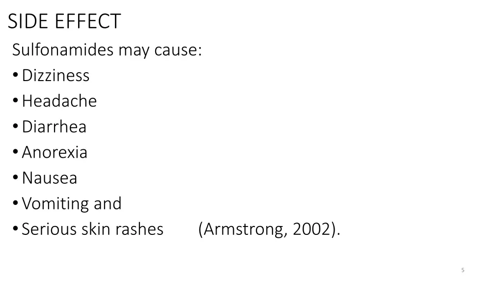 side effect sulfonamides may cause dizziness