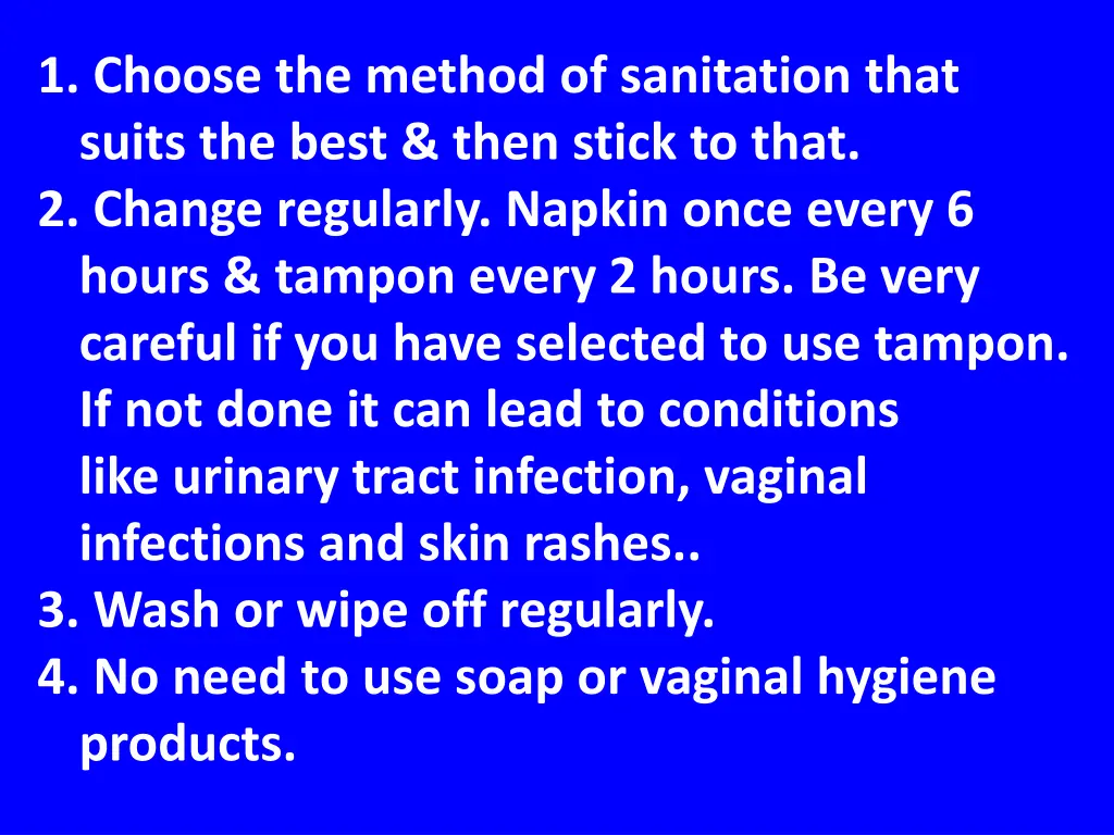 1 choose the method of sanitation that suits