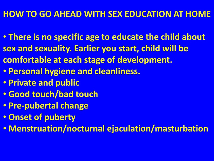 how to go ahead with sex education at home