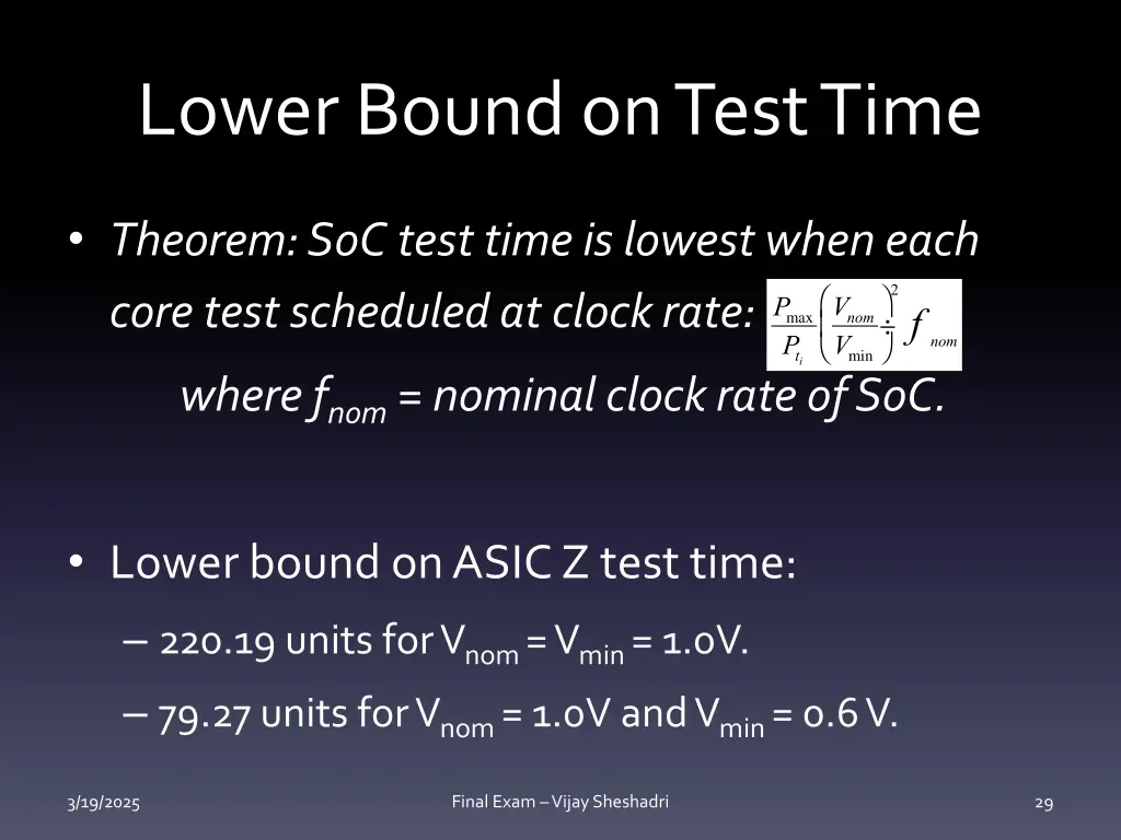 lower bound on test time 1