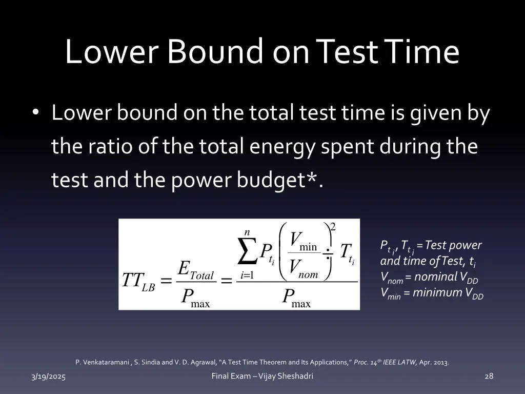 lower bound on test time