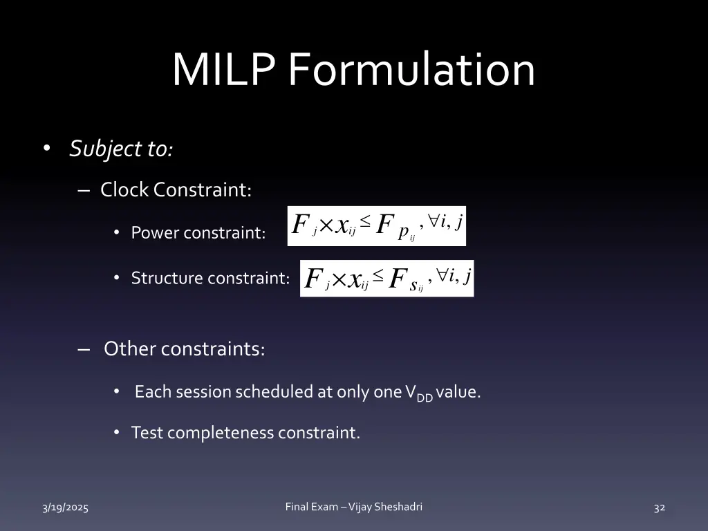 milp formulation