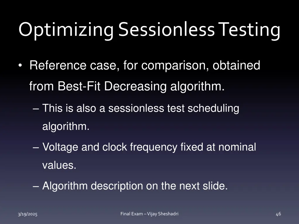 optimizing sessionless testing 2