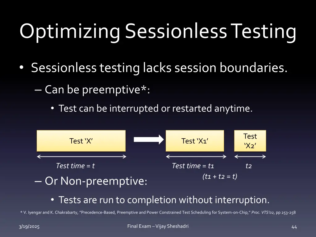 optimizing sessionless testing