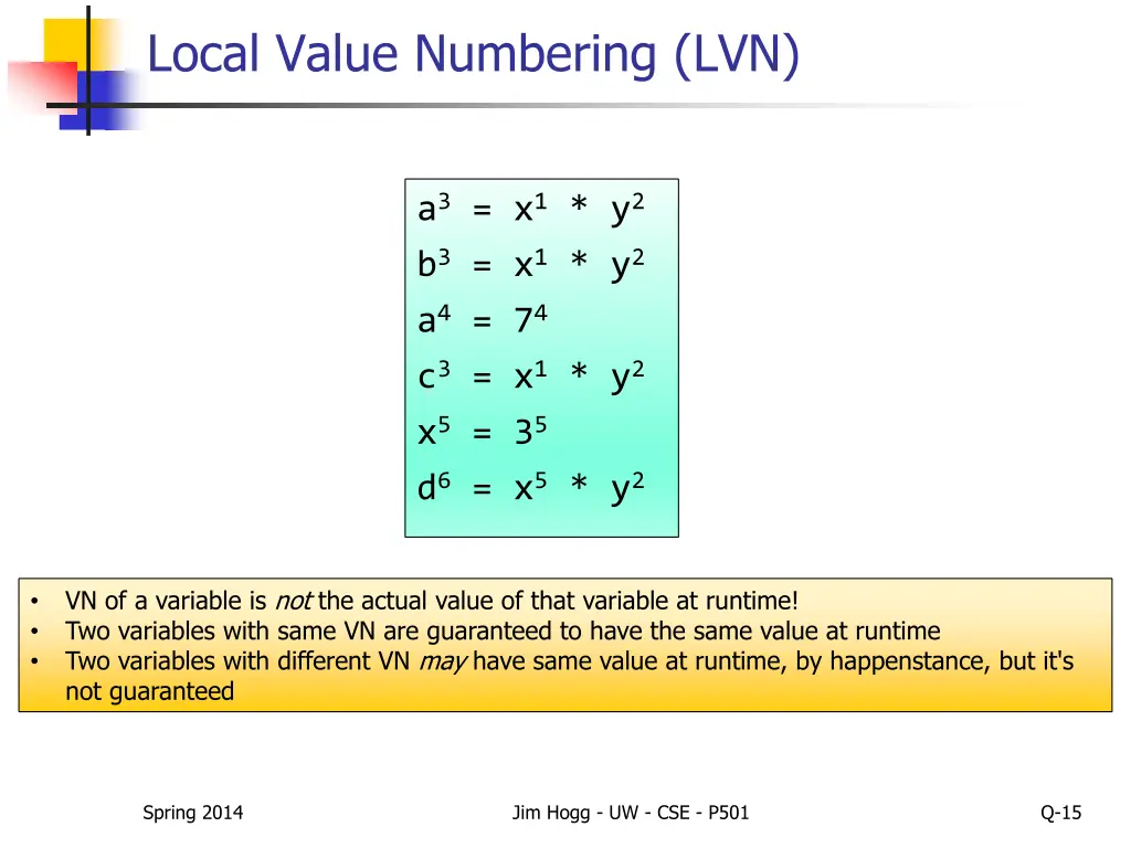 local value numbering lvn