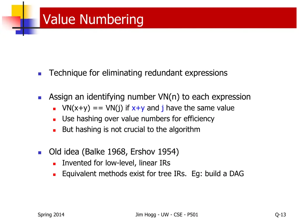 value numbering