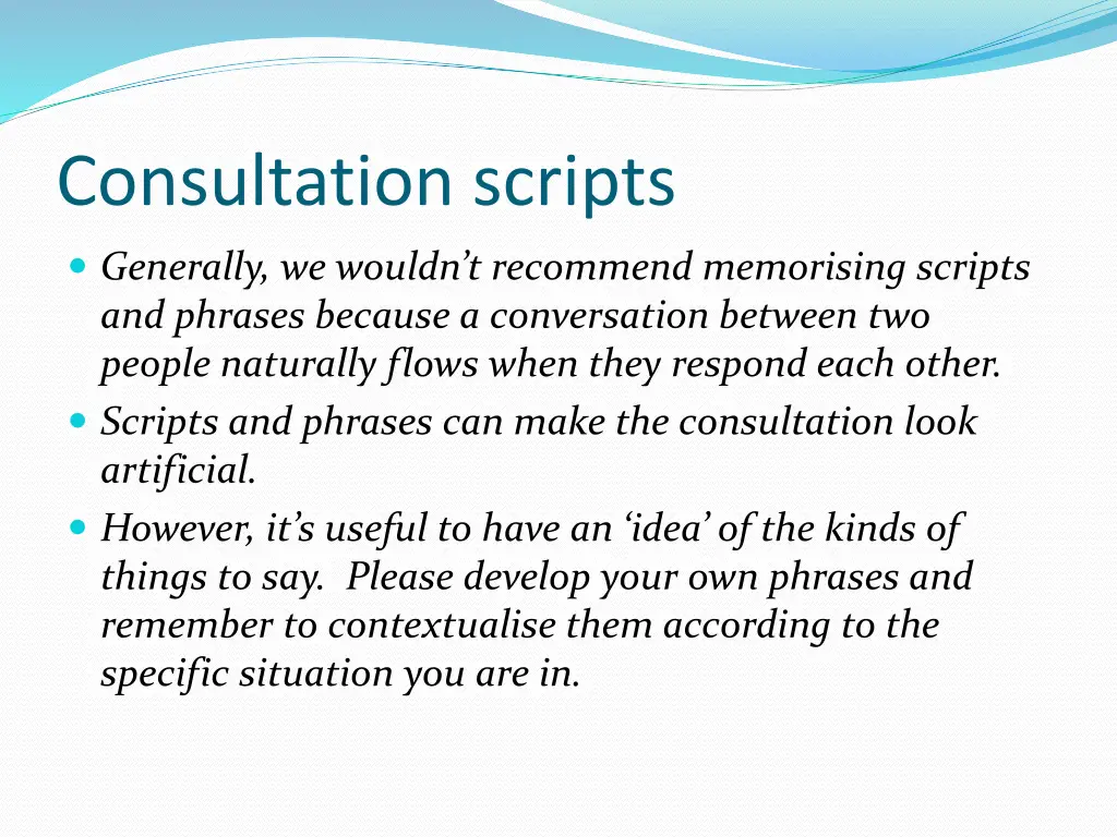 consultation scripts