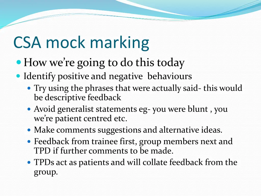 csa mock marking how we re going to do this today