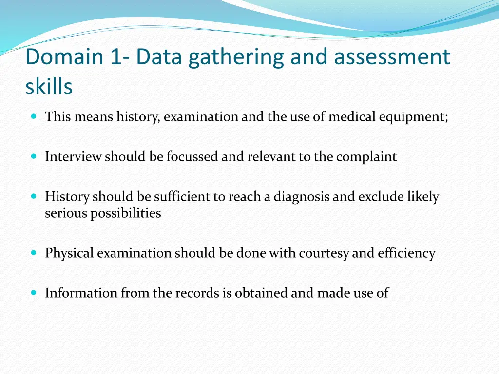 domain 1 data gathering and assessment skills
