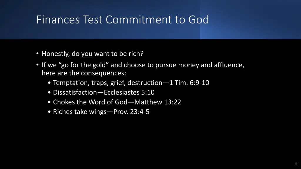 finances test commitment to god 1