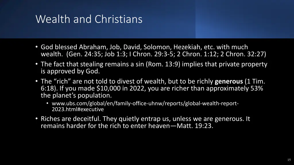 wealth and christians