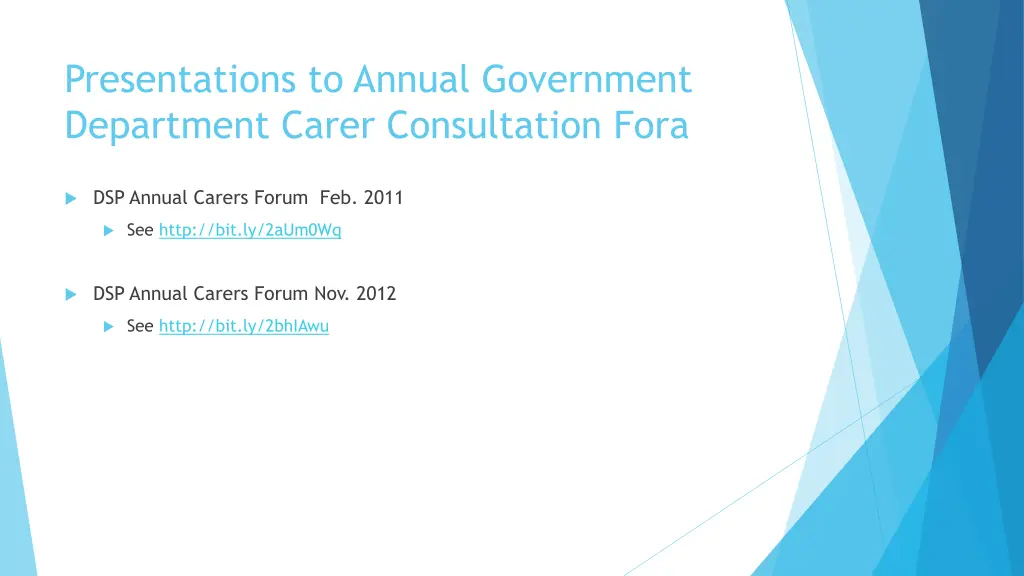 presentations to annual government department