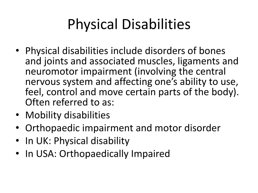 physical disabilities