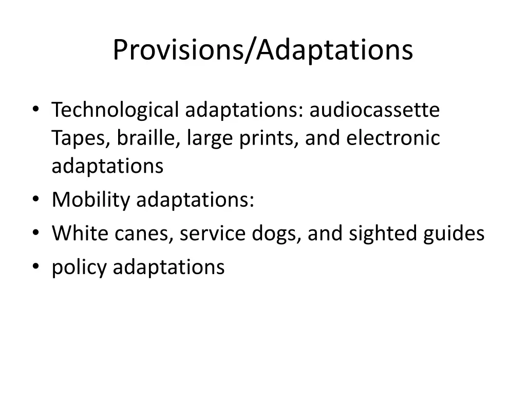 provisions adaptations 1