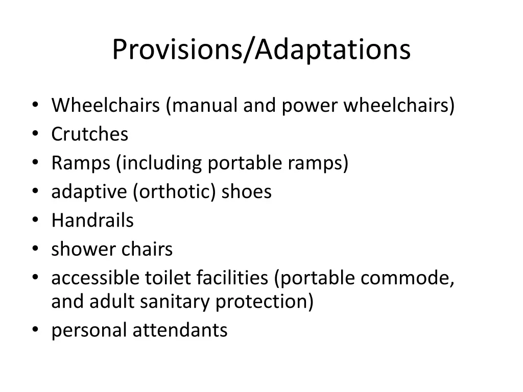provisions adaptations