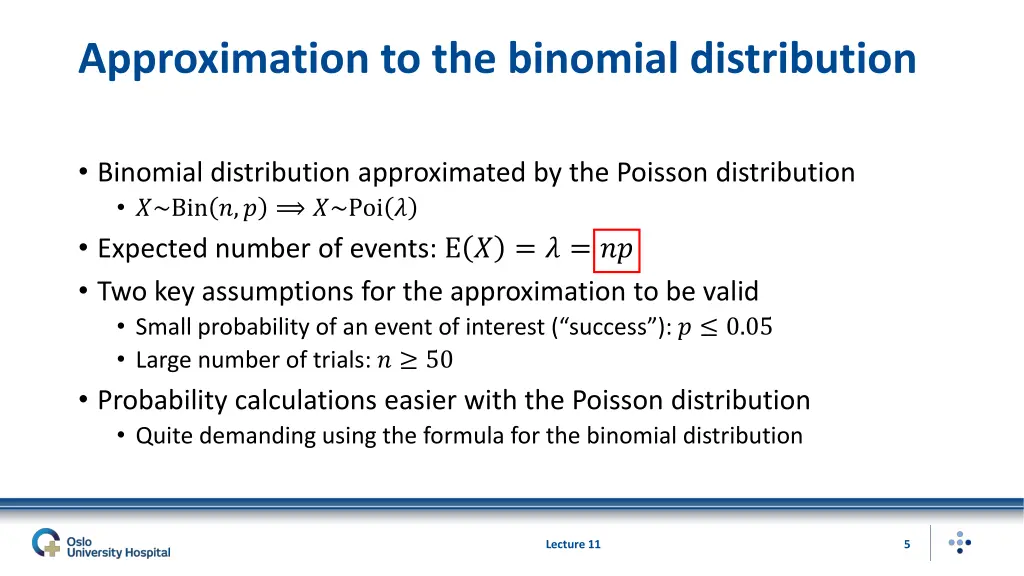 approximation to the binomial distribution