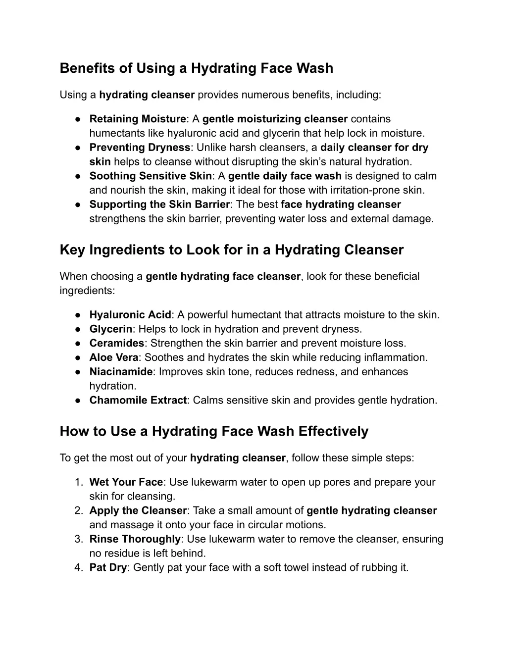 benefits of using a hydrating face wash