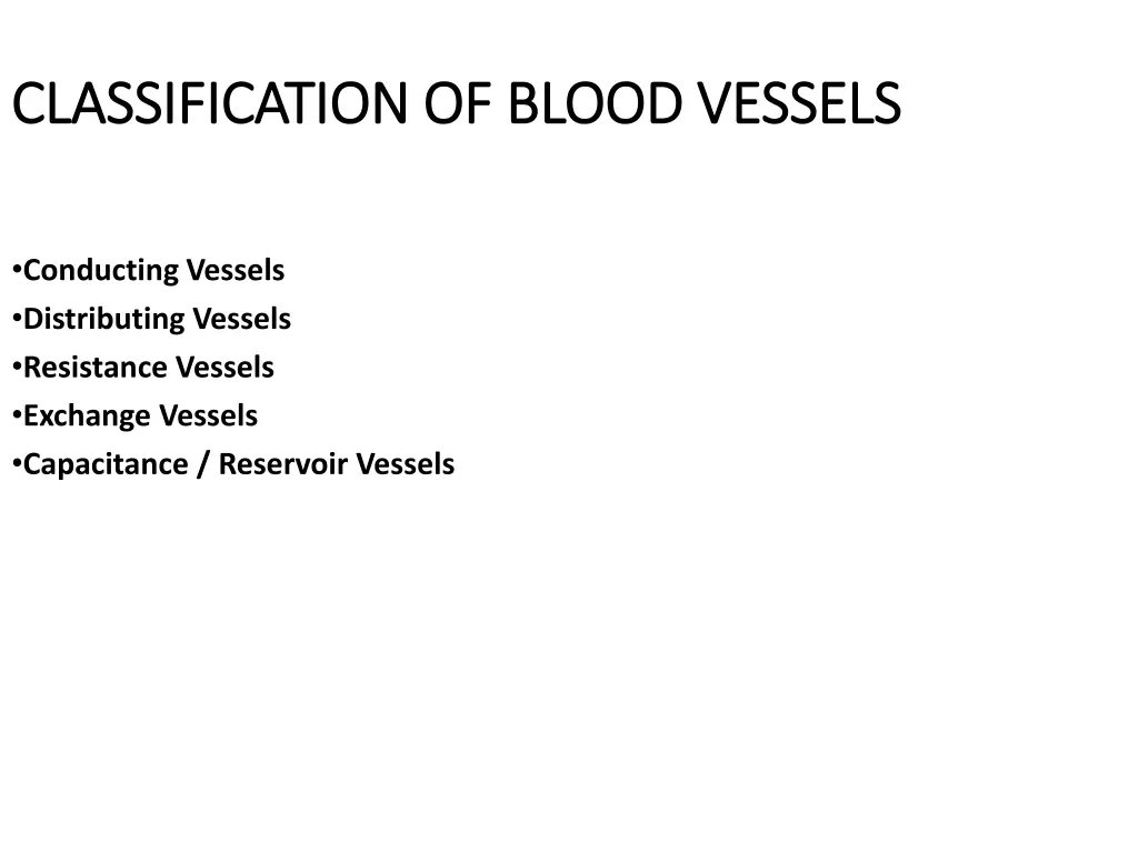 classification of blood vessels classification