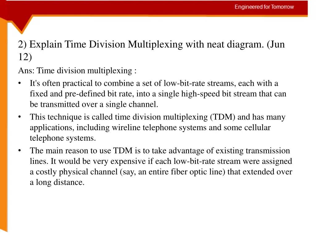 2 explain time division multiplexing with neat