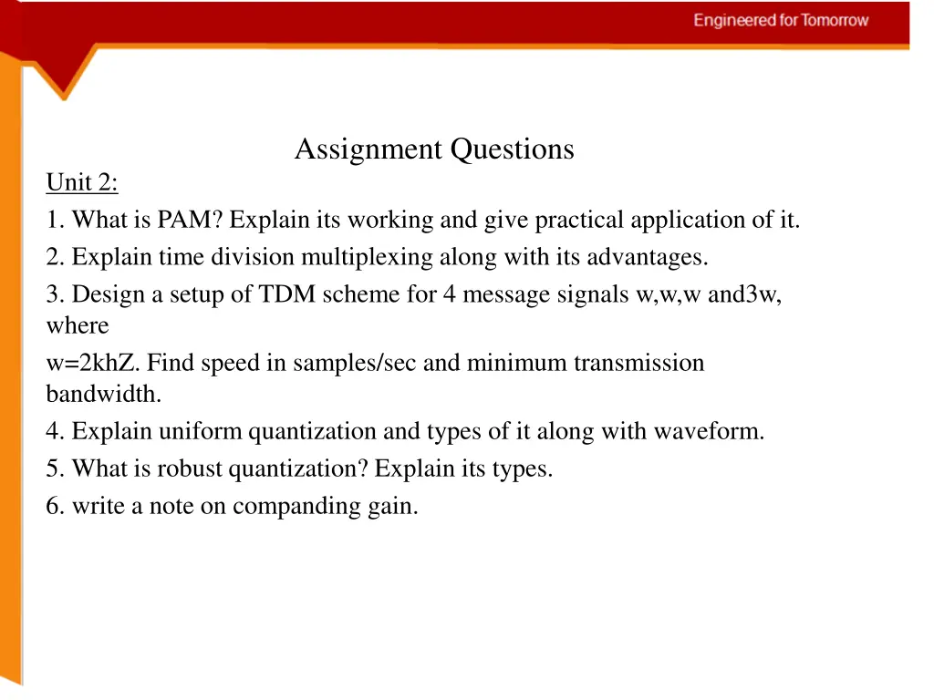 assignment questions