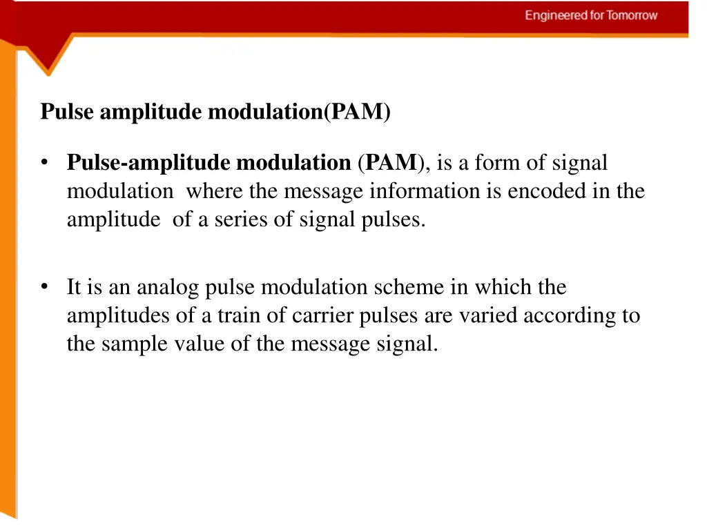 pulse amplitude modulation pam