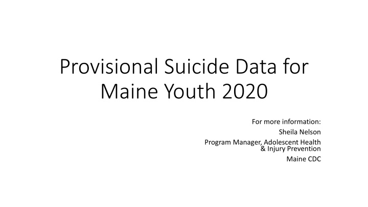 provisional suicide data for maine youth 2020