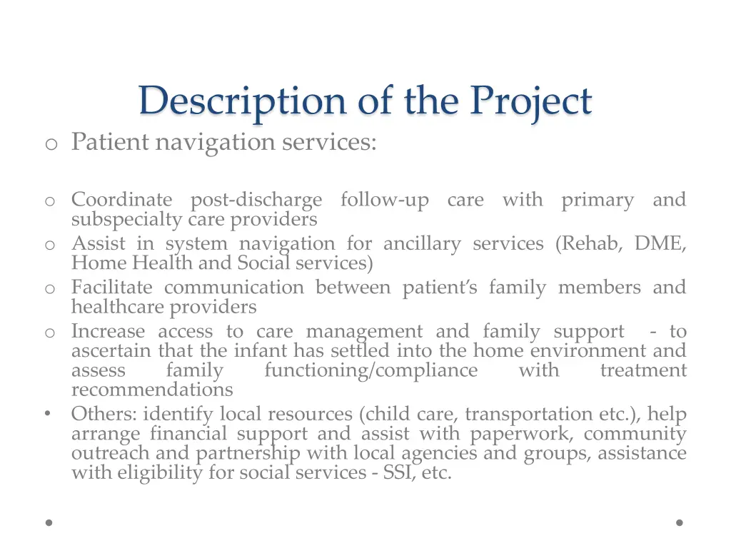 description of the project o patient navigation