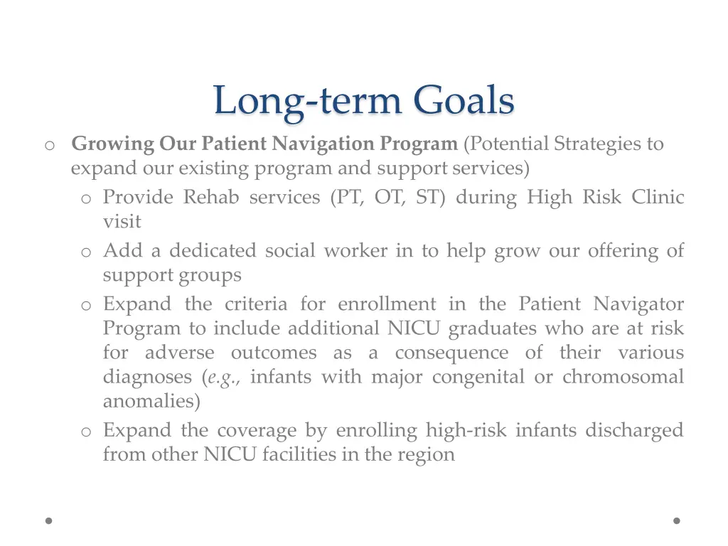 long term goals
