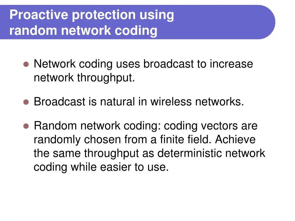proactive protection using random network coding