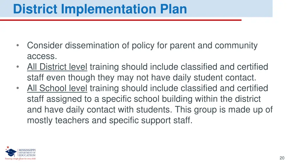 district implementation plan