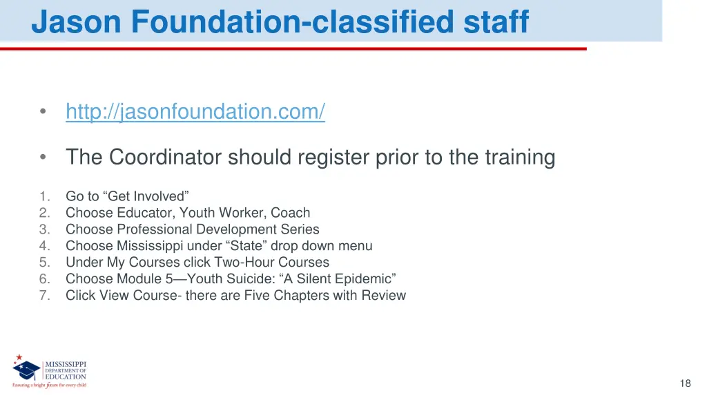 jason foundation classified staff