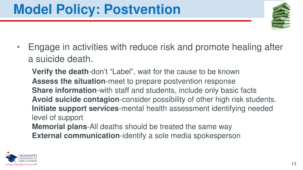 model policy postvention