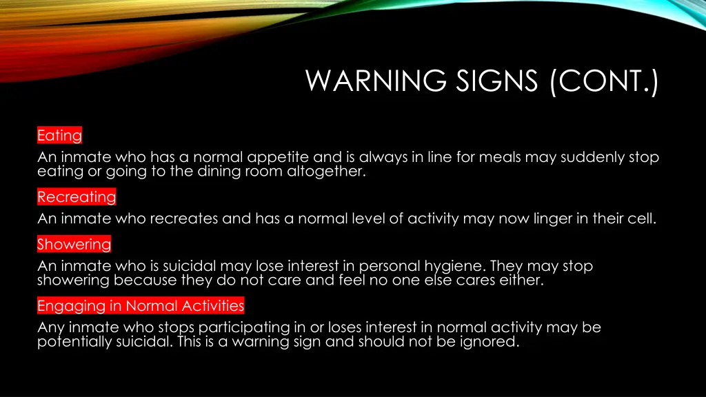 warning signs cont